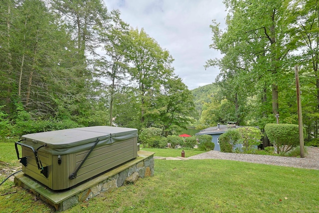 25 Brookbridge Dr, Newtown, CT 06482 - view of yard with a view of trees and a hot tub