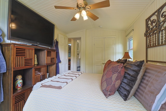 25 Brookbridge Dr, Newtown, CT 06482 - bedroom featuring a closet, ceiling fan, and vaulted ceiling