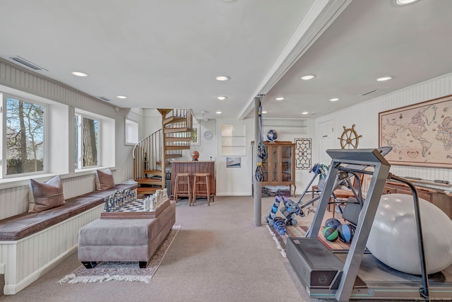25 Brookbridge Dr, Newtown, CT 06482 - workout room with recessed lighting, visible vents, and carpet