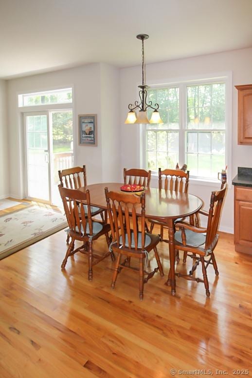 dining room with light wood finished floors