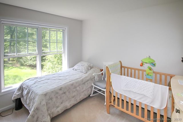 bedroom with multiple windows and carpet flooring