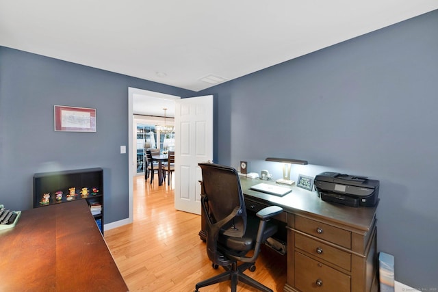 12 Nevins Ave, Enfield, CT 06082 - office with light wood-type flooring and a chandelier