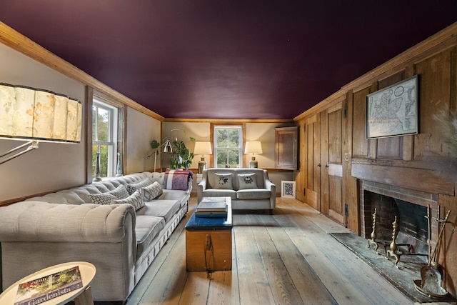 58 Middle Haddam Rd, East Hampton, CT 06456 - living room with a fireplace, hardwood / wood-style flooring, and ornamental molding