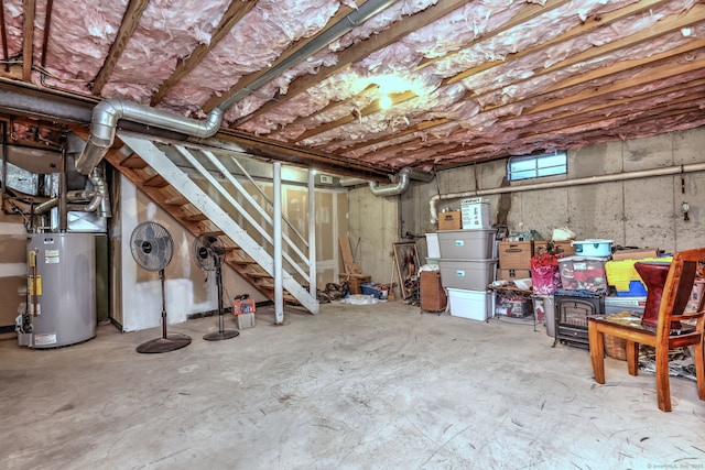 below grade area with gas water heater