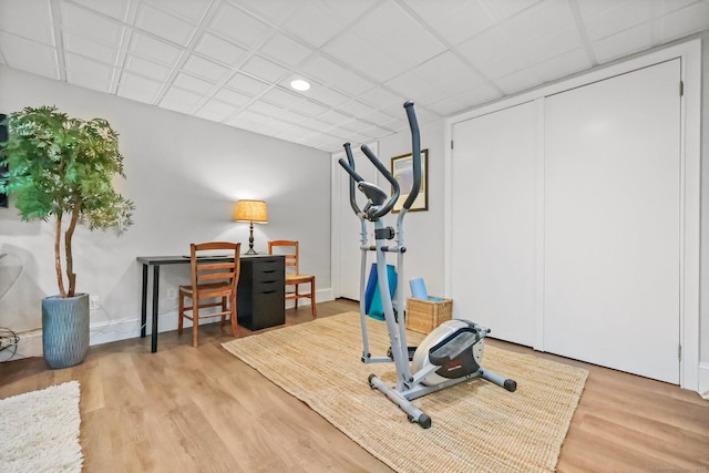 80 Ramapoo Rd, Ridgefield, CT 06877 - exercise area with wood finished floors and recessed lighting