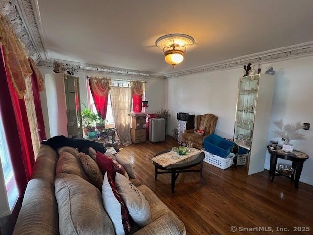 12 Avery St, Stonington, CT 06379 - living area with wood finished floors and crown molding