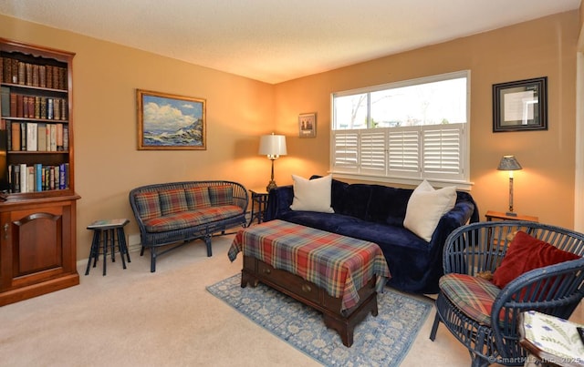 living room featuring carpet floors