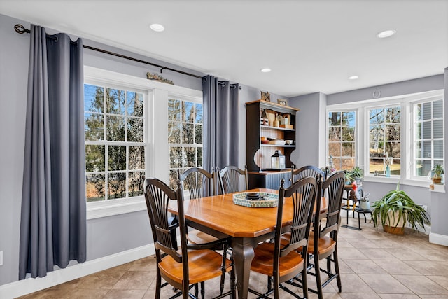106 Chesterfield Rd, East Lyme, CT 06333 - dining space with plenty of natural light, light tile patterned floors, baseboards, and recessed lighting
