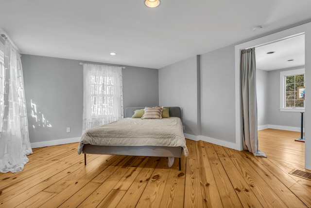 387 N River St, Guilford, CT 06437 - bedroom with baseboards, hardwood / wood-style flooring, and recessed lighting