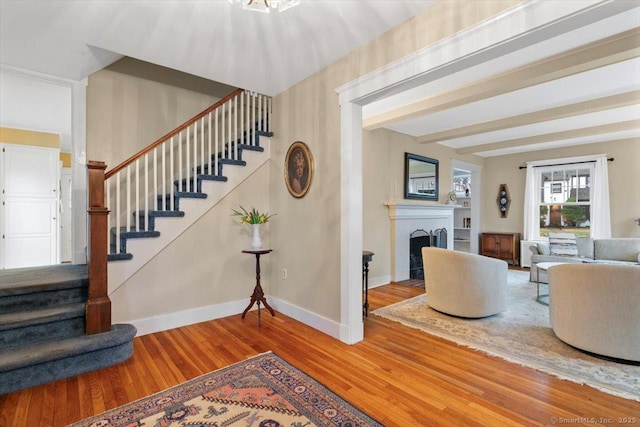 3 Middle Rd, Hamden, CT 06517 - interior space featuring wood finished floors, a fireplace, baseboards, and stairway