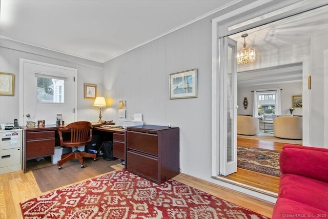 3 Middle Rd, Hamden, CT 06517 - office with an inviting chandelier, crown molding, and wood finished floors