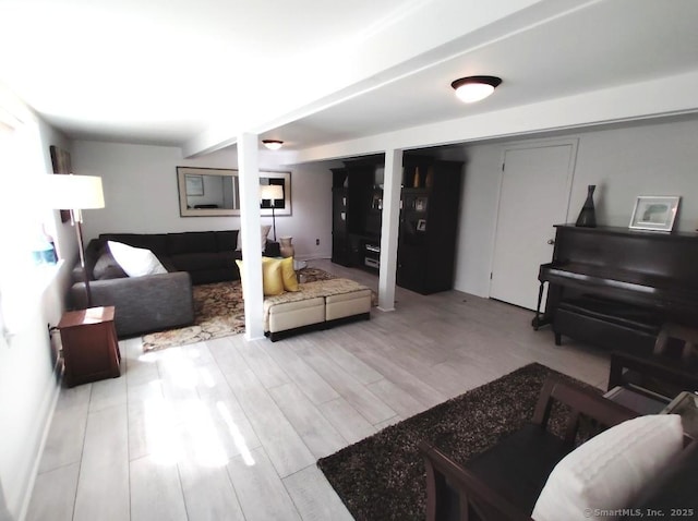 living room with light wood finished floors