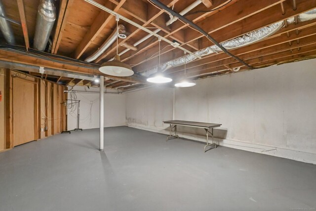 view of unfinished basement
