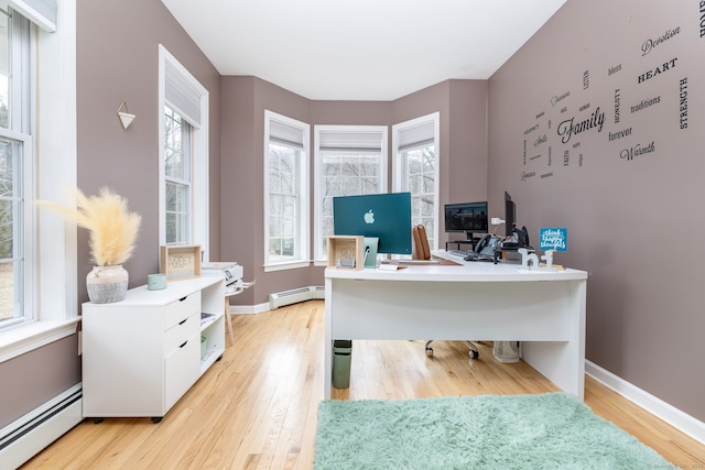 13 Sunset Ln, New Milford, CT 06776 - office space featuring a baseboard radiator, light wood finished floors, and baseboards