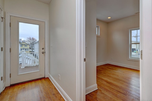 36 Deerfield Ave, Milford, CT 06460 - doorway featuring recessed lighting, baseboards, a healthy amount of sunlight, and light wood-style floors