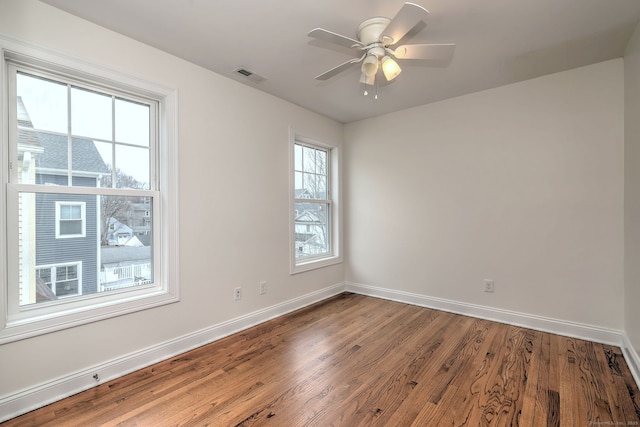 36 Deerfield Ave, Milford, CT 06460 - unfurnished room with baseboards, a ceiling fan, wood finished floors, and visible vents