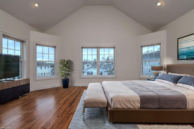 36 Deerfield Ave, Milford, CT 06460 - bedroom with baseboards, recessed lighting, wood finished floors, and lofted ceiling