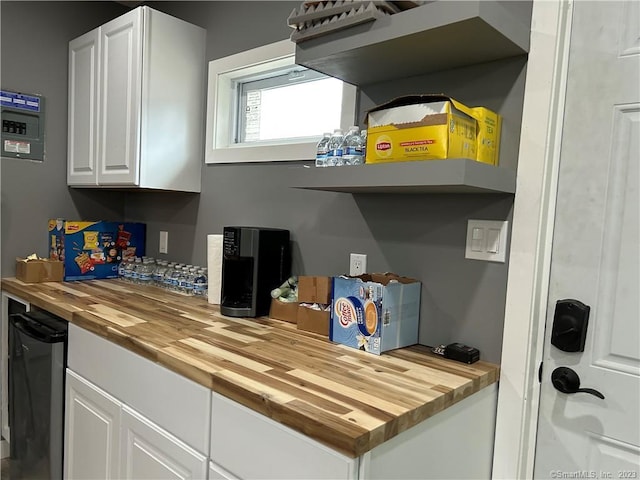 18 Fenway St, Stamford, CT 06902 - kitchen with white cabinets and butcher block counters