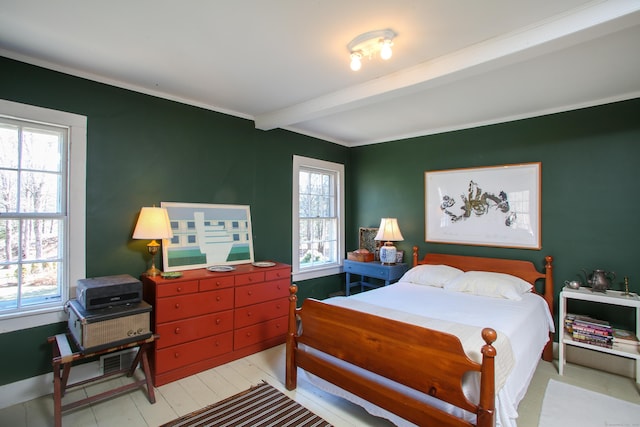11 Hodge Rd, Roxbury, CT 06783 - bedroom featuring beam ceiling, multiple windows, and baseboards