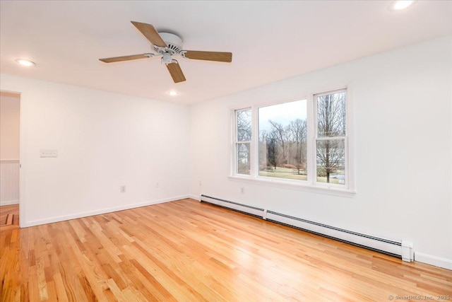 25 Jefferson Dr, New Milford, CT 06776 - unfurnished room with light wood finished floors, baseboard heating, recessed lighting, and ceiling fan