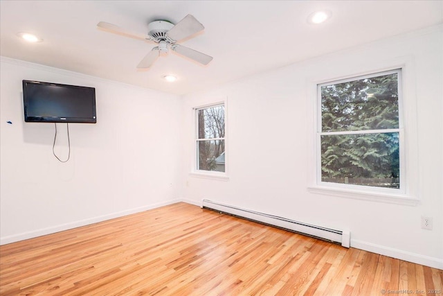 25 Jefferson Dr, New Milford, CT 06776 - spare room with a baseboard heating unit, wood finished floors, baseboards, and recessed lighting