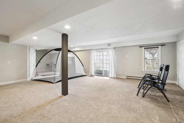 250 Valley Stream Ln, Southbury, CT 06488 - basement featuring carpet flooring, baseboards, and recessed lighting