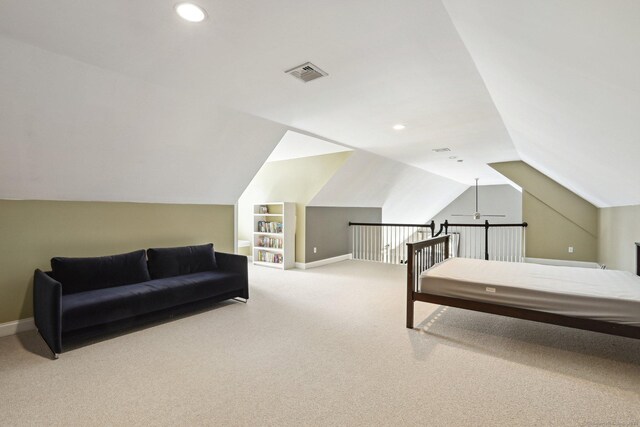 250 Valley Stream Ln, Southbury, CT 06488 - bedroom featuring carpet, vaulted ceiling, baseboards, and recessed lighting