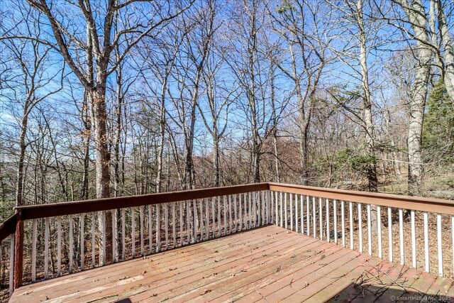 deck with a wooded view