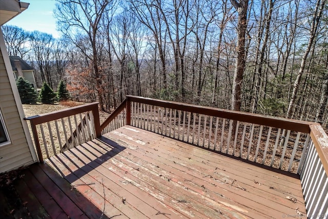 deck with a forest view