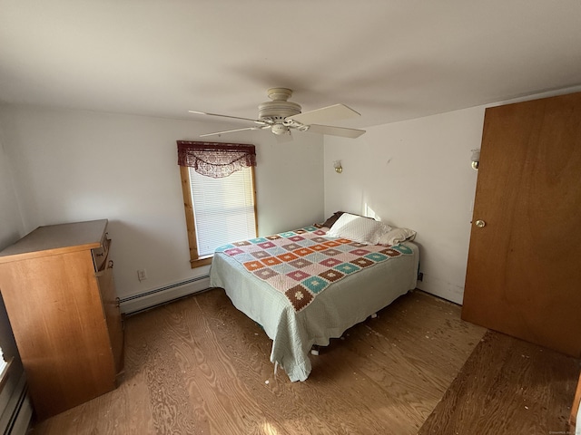 226 Greenwoods Rd W, Norfolk, CT 06058 - bedroom featuring a ceiling fan, wood finished floors, and a baseboard radiator