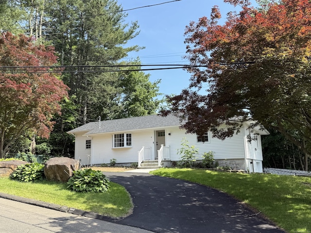 8 Hubbard Rd, North Branford, CT 06471 - view of front of house with asphalt driveway and a front yard