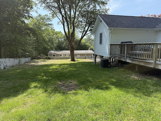 8 Hubbard Rd, North Branford, CT 06471 - view of yard featuring a deck and central air condition unit