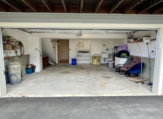 garage with a sink