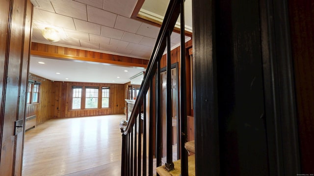 85 Hillcrest Ter, Meriden, CT 06450 - stairway with wooden walls and wood finished floors