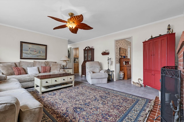 7 Parker Ln, Westbrook, CT 06498 - living room with crown molding and ceiling fan