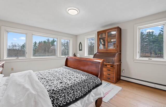 277 Milton Rd, Warren, CT 06756 - bedroom with light wood-type flooring and baseboard heating