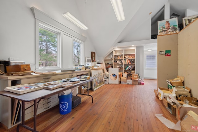 277 Milton Rd, Warren, CT 06756 - office area with light wood-type flooring and high vaulted ceiling