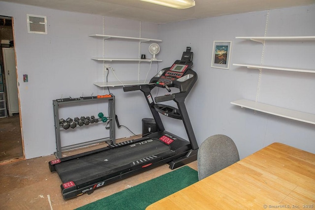 workout area featuring visible vents