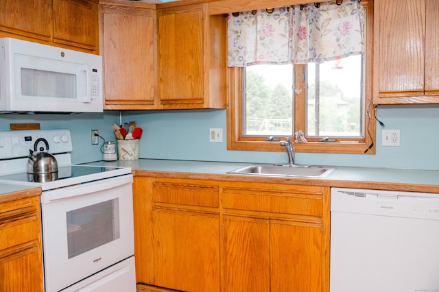 33 Oxford Dr, South Windsor, CT 06074 - kitchen featuring white appliances, a sink, and light countertops