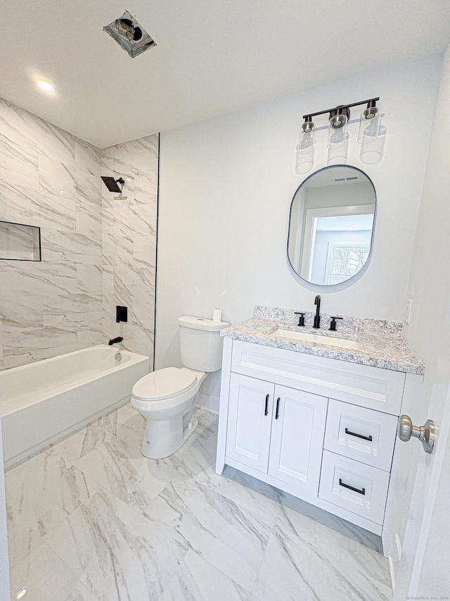 88 Walnut Trl, Danbury, CT 06810 - full bath with toilet, marble finish flooring, vanity, and  shower combination