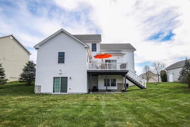 36 Barbers Way Unit 36, Hebron, CT 06248 - rear view of property with a yard, stairs, and a wooden deck