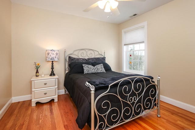 36 Barbers Way Unit 36, Hebron, CT 06248 - bedroom featuring visible vents, ceiling fan, light wood finished floors, and baseboards