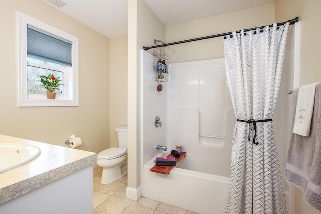 36 Barbers Way Unit 36, Hebron, CT 06248 - full bath with shower / bath combo, visible vents, toilet, tile patterned floors, and vanity