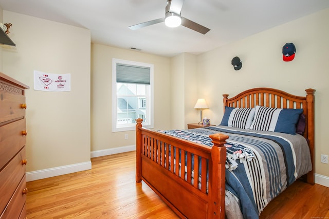 36 Barbers Way Unit 36, Hebron, CT 06248 - bedroom with light wood-type flooring, visible vents, ceiling fan, and baseboards