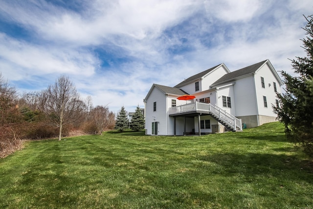 36 Barbers Way Unit 36, Hebron, CT 06248 - back of property featuring stairs, a yard, and a wooden deck
