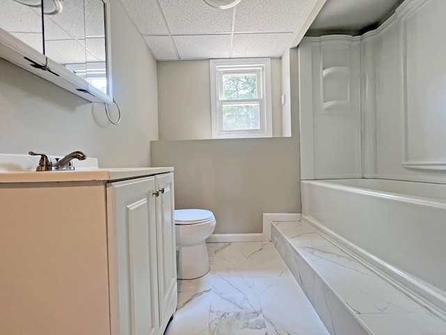 6 Perron Rd, Plainville, CT 06062 - full bath featuring vanity, marble finish flooring, shower / washtub combination, and a paneled ceiling