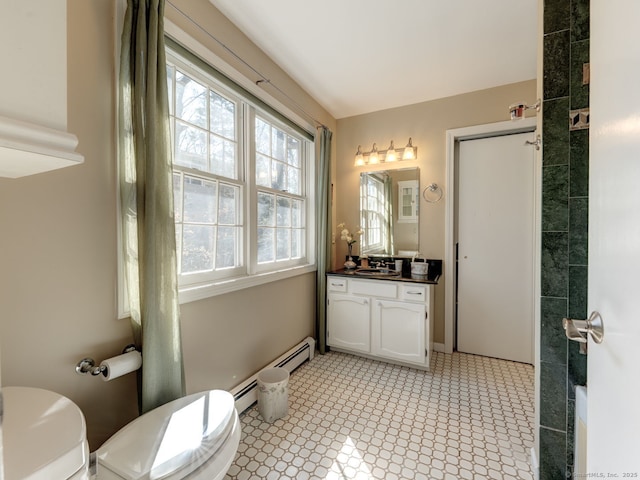 20 Copper Hill Dr Unit 20, Guilford, CT 06437 - bathroom featuring toilet, vanity, and a baseboard heating unit