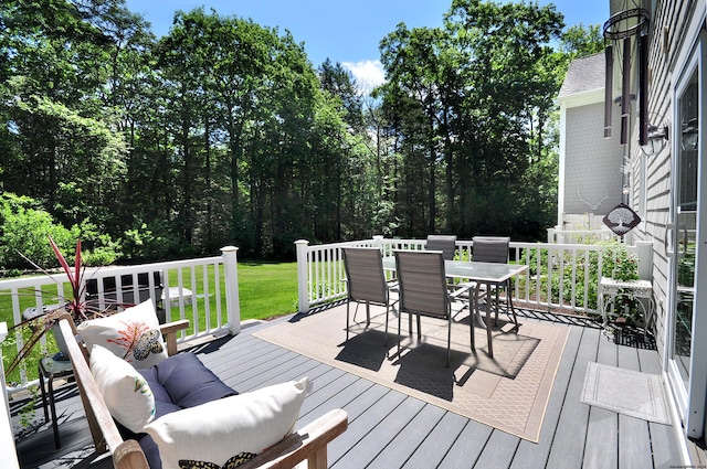 2 Whispering Pines Ln, Goshen, CT 06756 - deck featuring a lawn and outdoor dining space