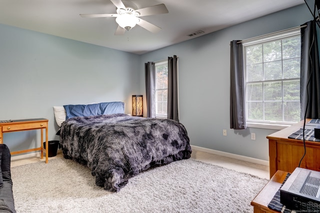 2 Whispering Pines Ln, Goshen, CT 06756 - bedroom featuring carpet flooring, a ceiling fan, baseboards, and visible vents