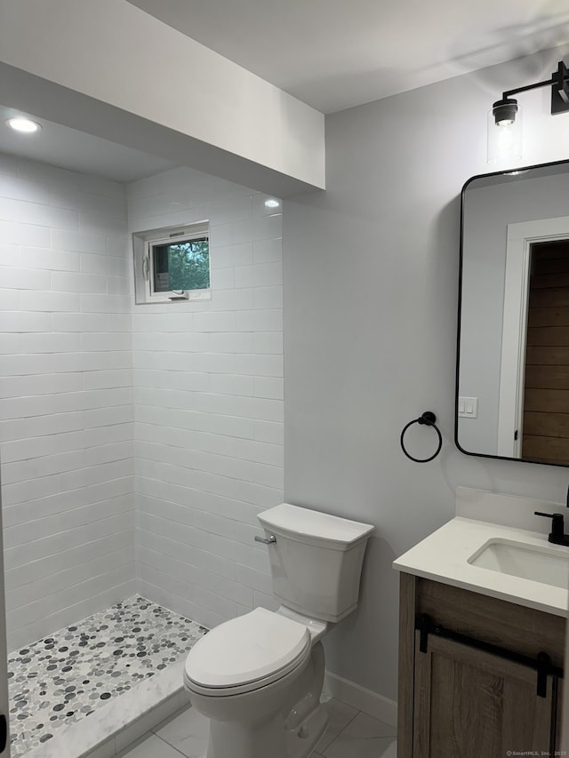 3 Topping Ln, Norwalk, CT 06854 - full bathroom featuring toilet, a shower stall, vanity, recessed lighting, and baseboards